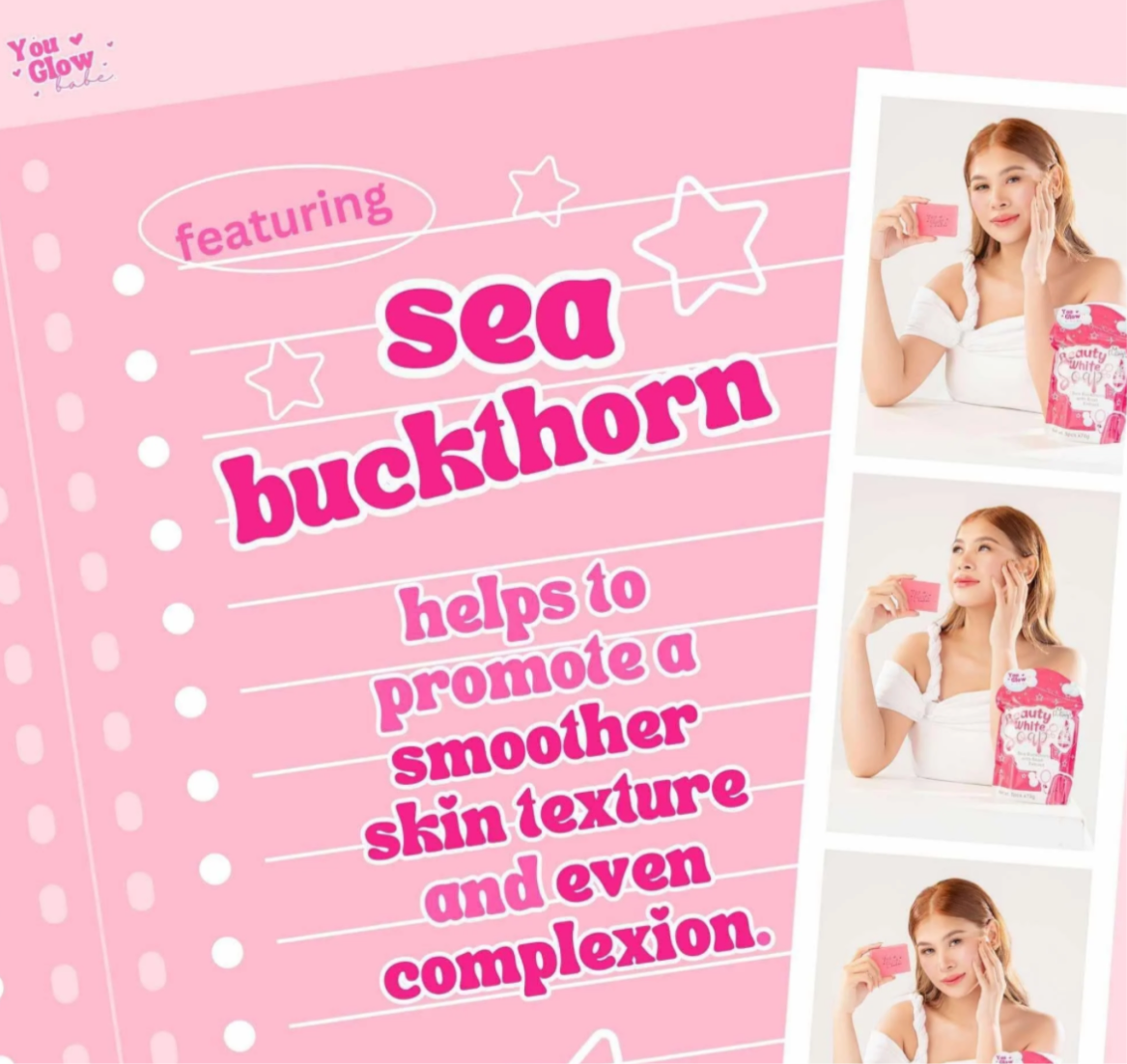 You Glow Babe - Beauty White Soap - Sea Buckhorn with Snail Extract ( 5 X 70g soap )