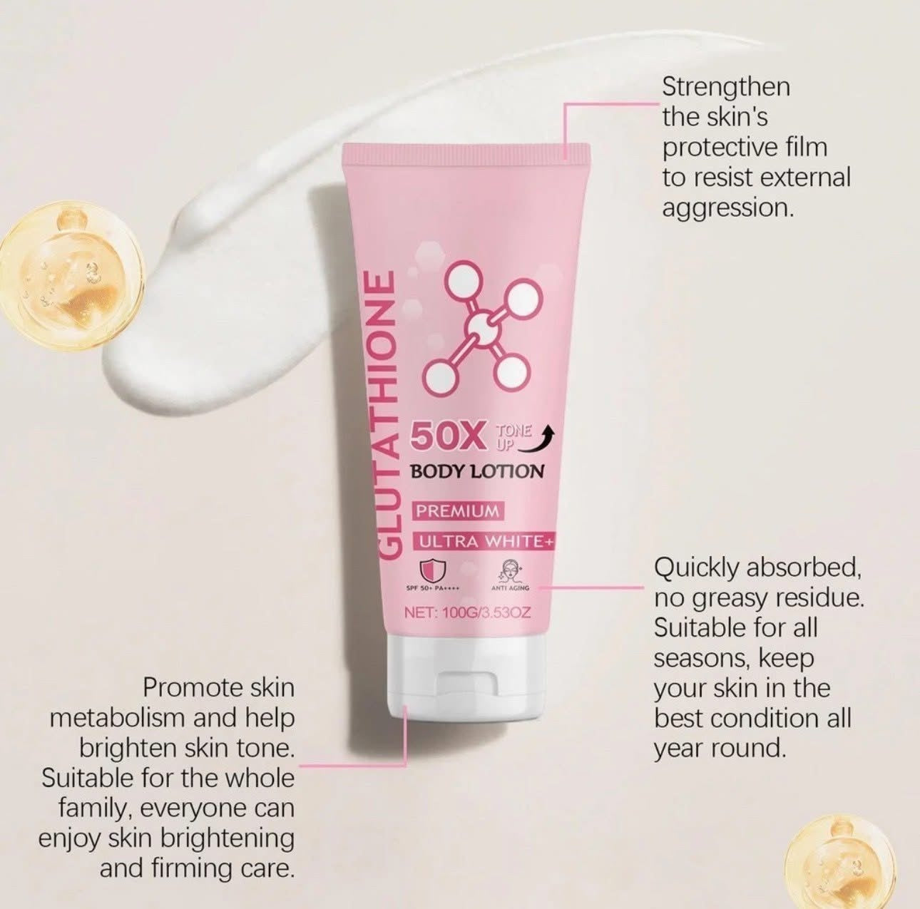 Venature 50x Gluthathione Body tone up Lotion