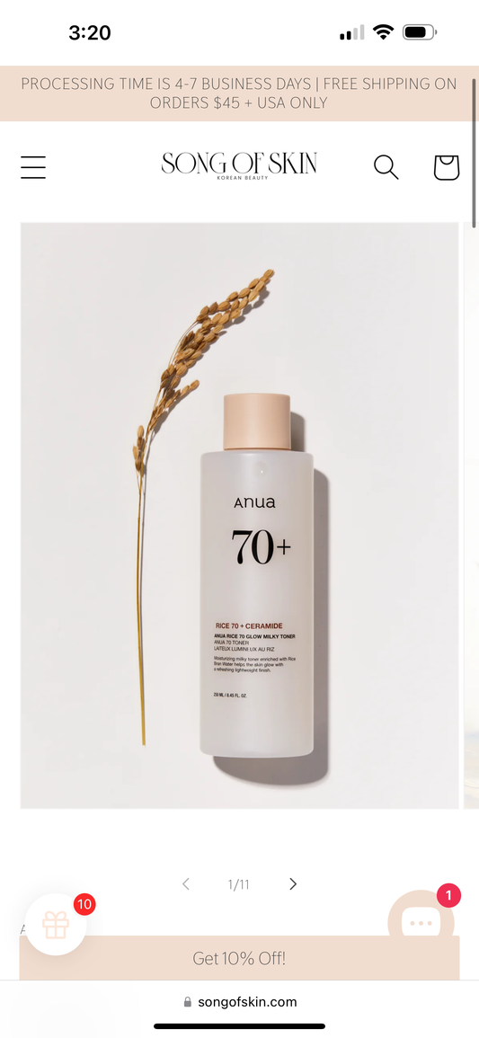 ANUA Rice 70 Glow Milky Toner